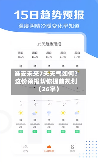淮安未来7天天气如何？这份预报帮你提前规划（26字）