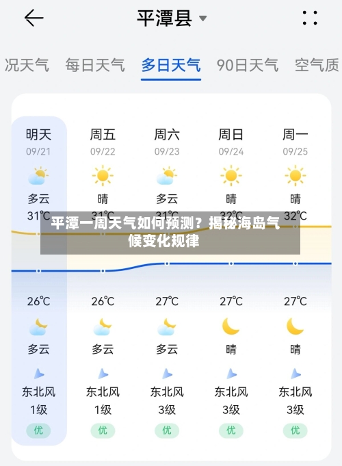  平潭一周天气如何预测？揭秘海岛气候变化规律