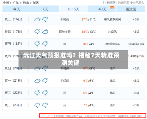 沅江天气预报准吗？揭秘7天精准预测关键