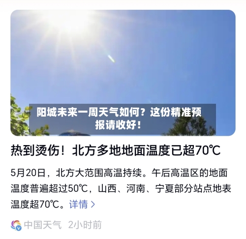  阳城未来一周天气如何？这份精准预报请收好！