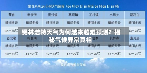  锡林浩特天气为何越来越难预测？揭秘气候异常真相