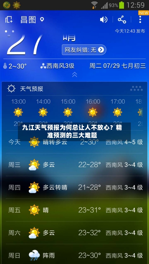  九江天气预报为何总让人不放心？精准预测的三大难题  