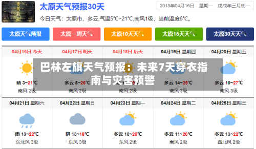  巴林左旗天气预报：未来7天穿衣指南与灾害预警
